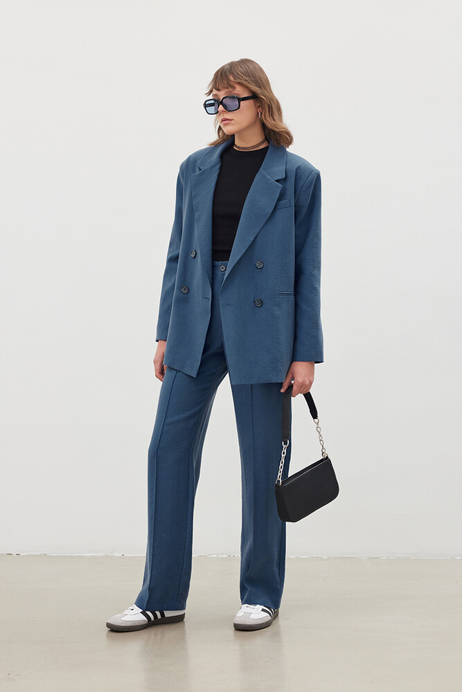 '90S İNDİGO OVERSIZE TENCEL BLAZER - Thumbnail