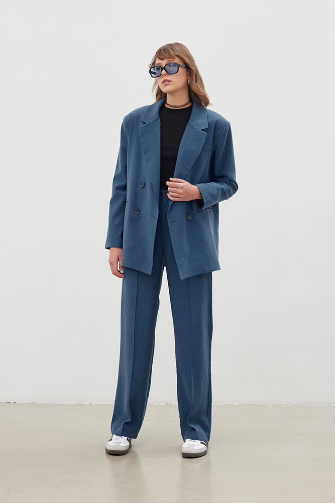 '90S İNDİGO OVERSIZE TENCEL BLAZER - Thumbnail