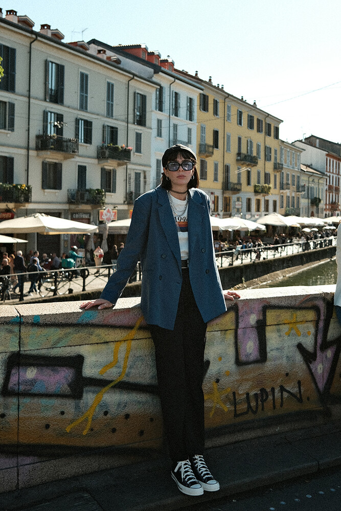 '90S İNDİGO OVERSIZE TENCEL BLAZER - Thumbnail