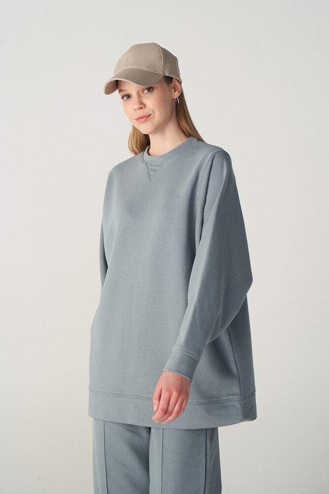 AÇIK MAVİ BASIC SWEATSHIRT - Thumbnail