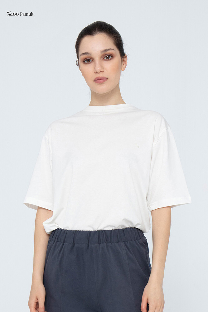 BEYAZ PAMUKLU T-SHIRT - Thumbnail