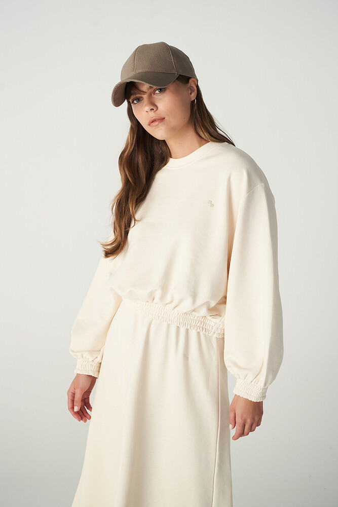 EKRU CROP SWEATSHIRT - Thumbnail