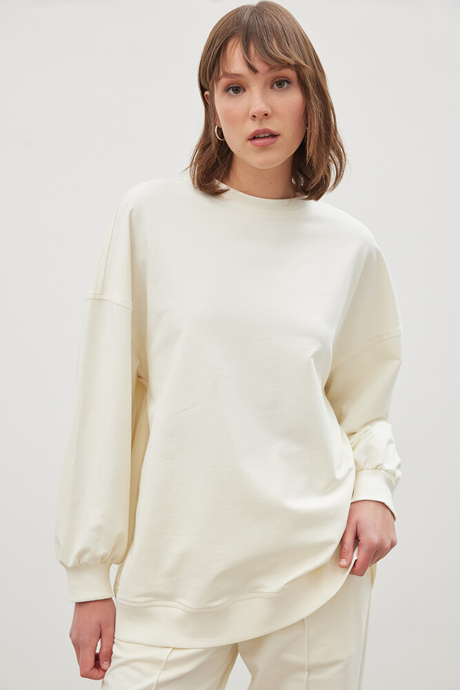 EKRU İNCE SWEATSHIRT - Thumbnail
