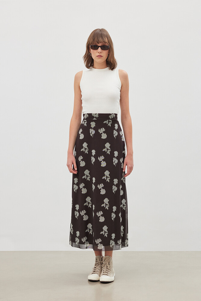 '90S FLORAL TÜL ETEK - Thumbnail