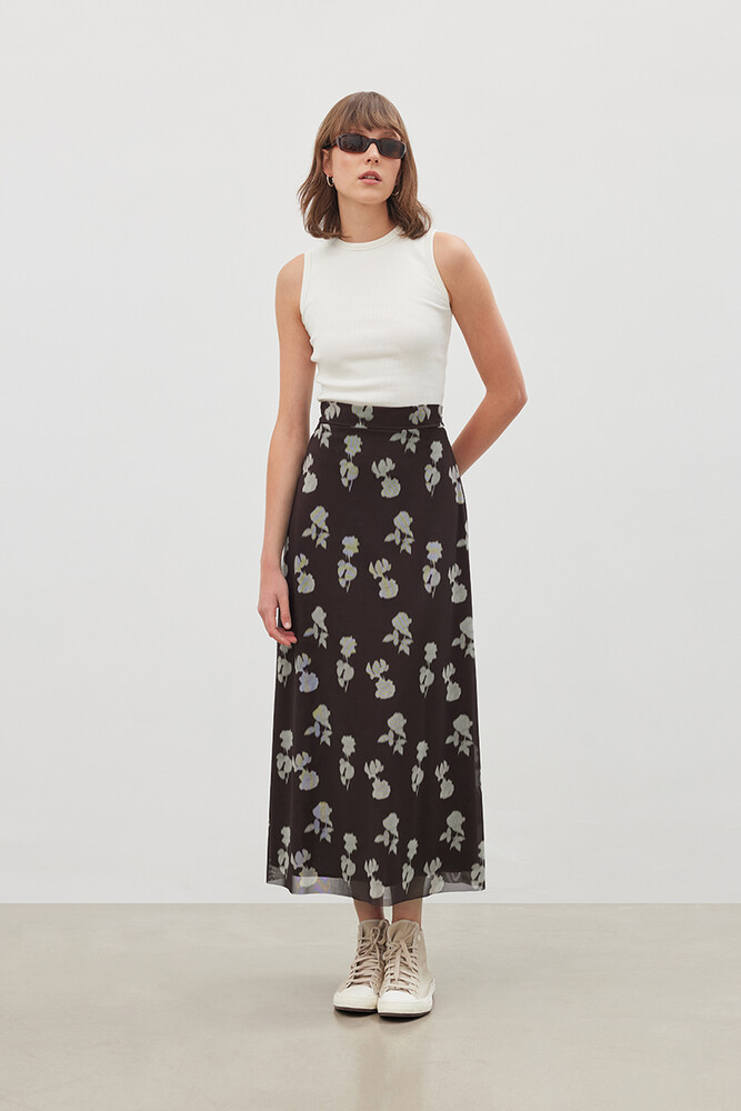 '90S FLORAL TÜL ETEK - Thumbnail