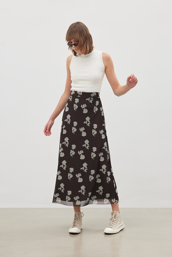 '90S FLORAL TÜL ETEK - Thumbnail