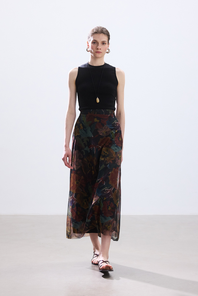 FLORAL DESENLİ TÜL ETEK