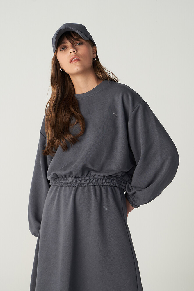 GECE MAVİSİ CROP SWEATSHIRT - Thumbnail