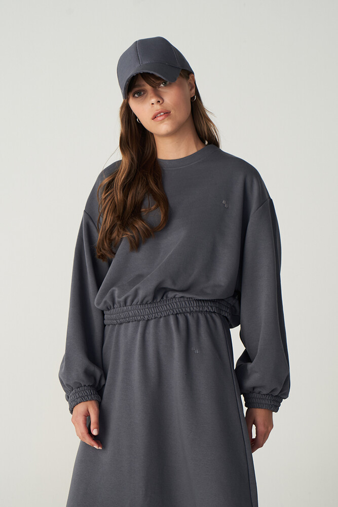 GECE MAVİSİ CROP SWEATSHIRT - Thumbnail