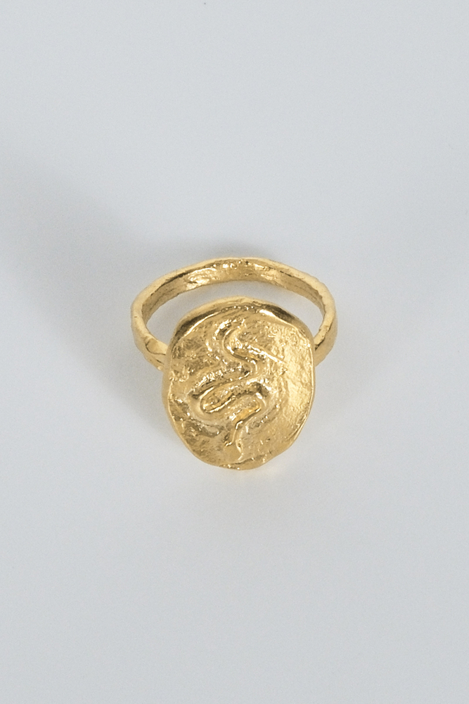 GOLD YILAN FİGÜRLÜ YÜZÜK - Thumbnail