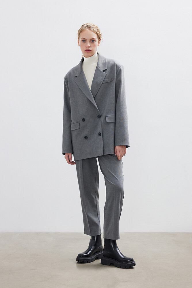 GRİ OVERSIZE BLAZER CEKET - Thumbnail