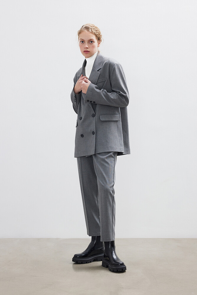 GRİ OVERSIZE BLAZER CEKET - Thumbnail