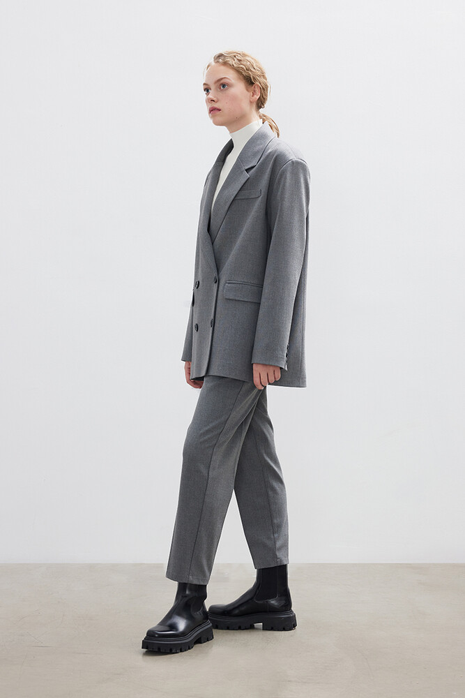 GRİ OVERSIZE BLAZER CEKET - Thumbnail
