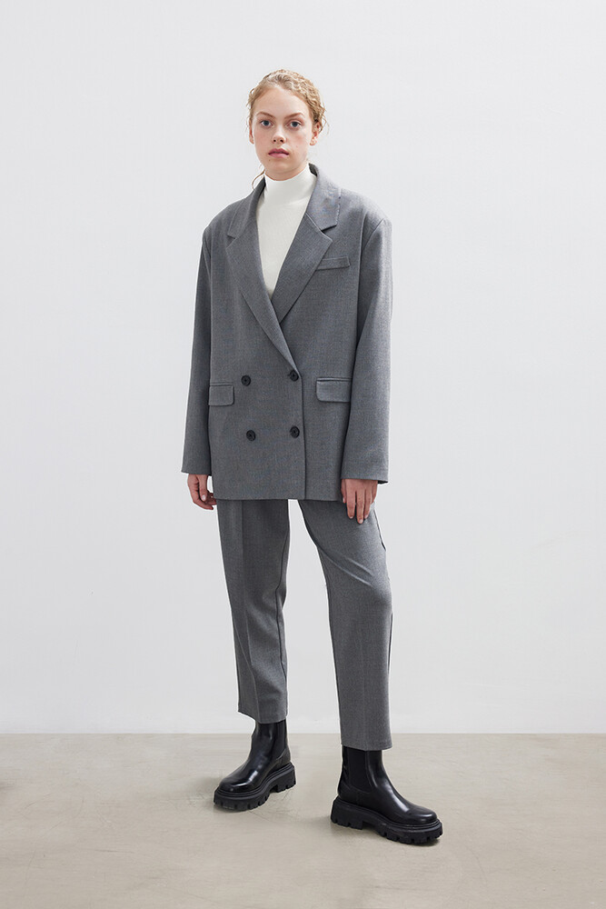 GRİ OVERSIZE BLAZER CEKET - Thumbnail