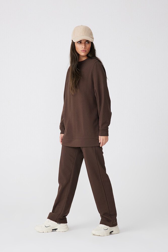 KAHVERENGİ BASIC SWEATSHIRT - Thumbnail