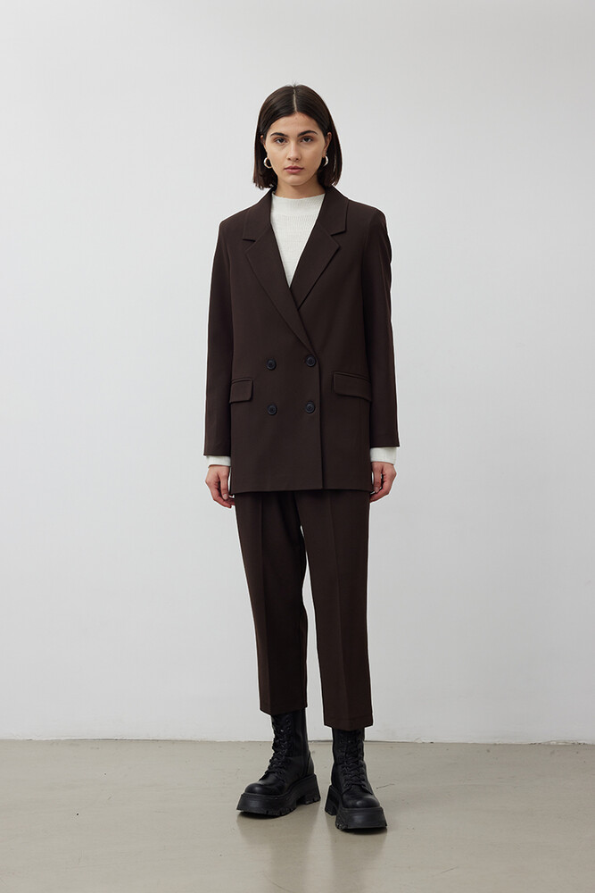 KAHVERENGİ KRUVAZE BLAZER CEKET