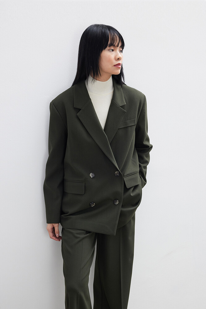 KOYU HAKİ OVERSIZE BLAZER CEKET - Thumbnail