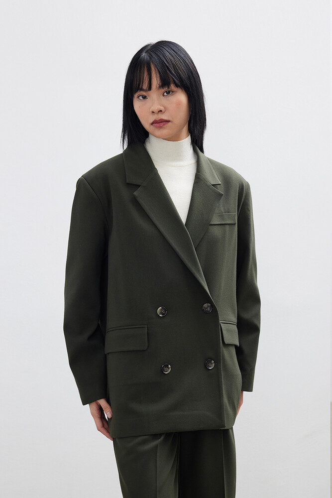 KOYU HAKİ OVERSIZE BLAZER CEKET - Thumbnail