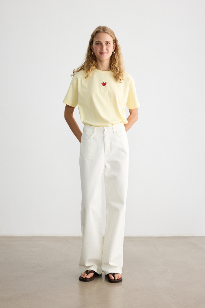 BE BLUE - KREM STRAIGHT DENİM PANTOLON (1)