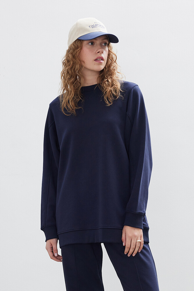 LACİVERT BASIC SWEATSHIRT - Thumbnail