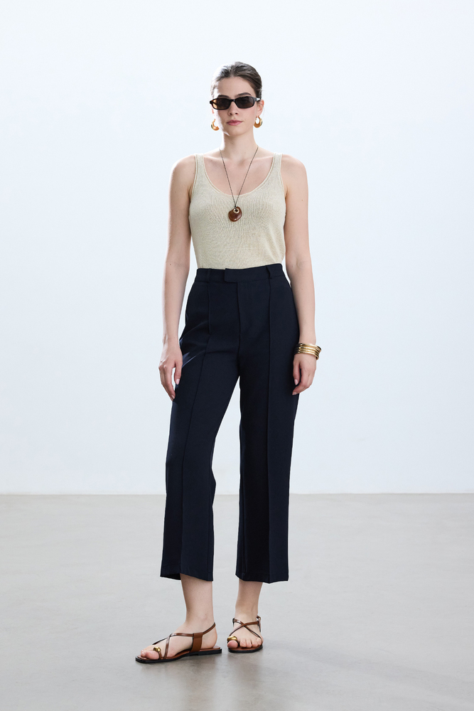 BE BLUE - LACİVERT FLARE PANTOLON (1)