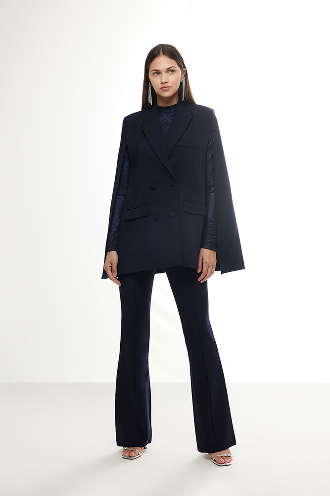 BE BLUE - LACİVERT PELERİN BLAZER (1)
