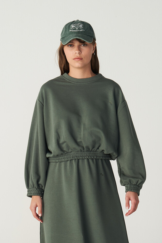 ORMAN YEŞİLİ CROP SWEATSHIRT - Thumbnail
