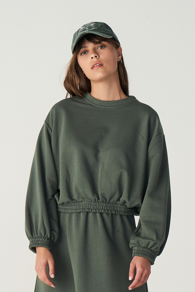 ORMAN YEŞİLİ CROP SWEATSHIRT - Thumbnail