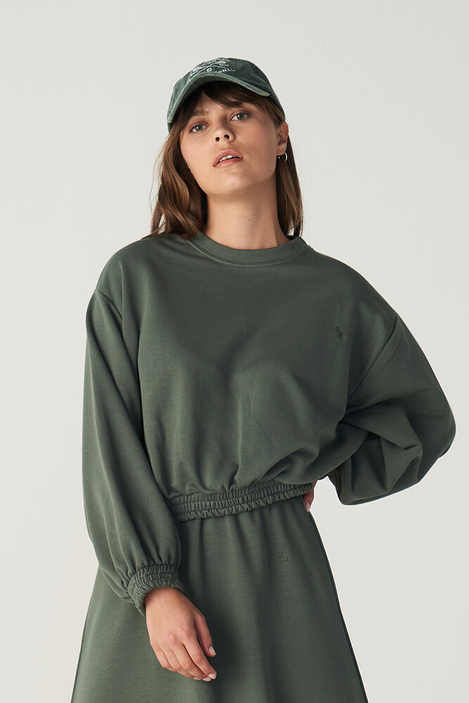 ORMAN YEŞİLİ CROP SWEATSHIRT - Thumbnail