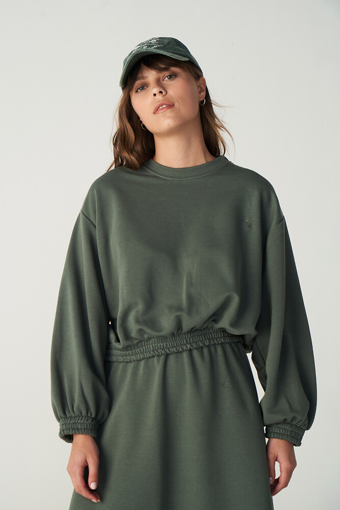 ORMAN YEŞİLİ CROP SWEATSHIRT - Thumbnail