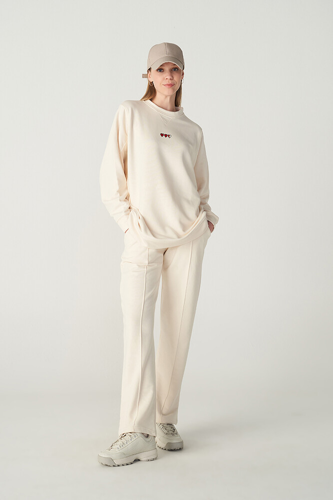 PİKSEL KALP NAKIŞLI SWEATSHIRT - Thumbnail