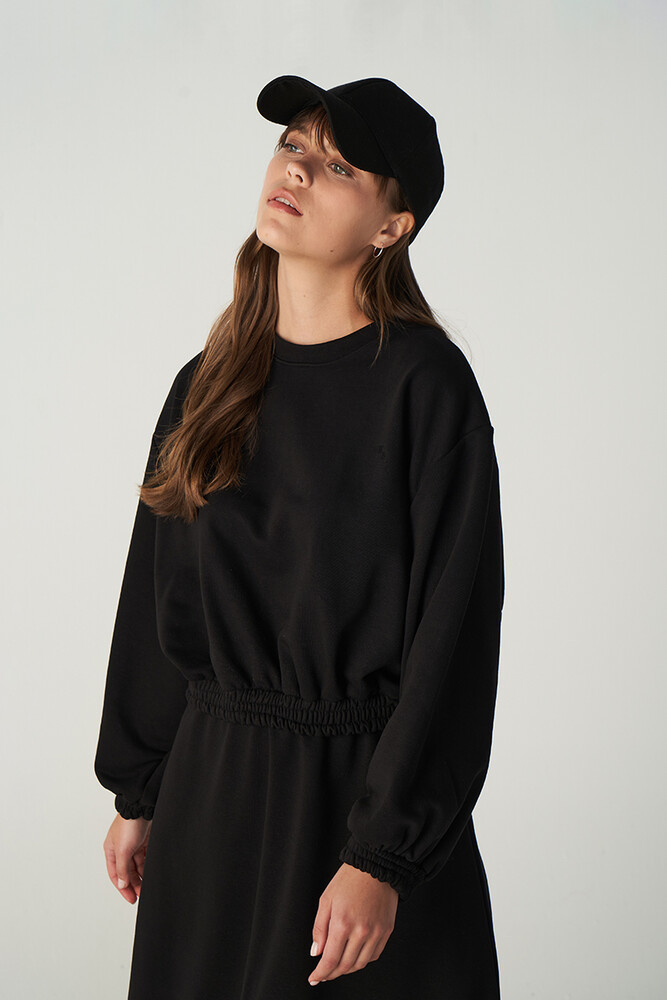 SİYAH CROP SWEATSHIRT - Thumbnail