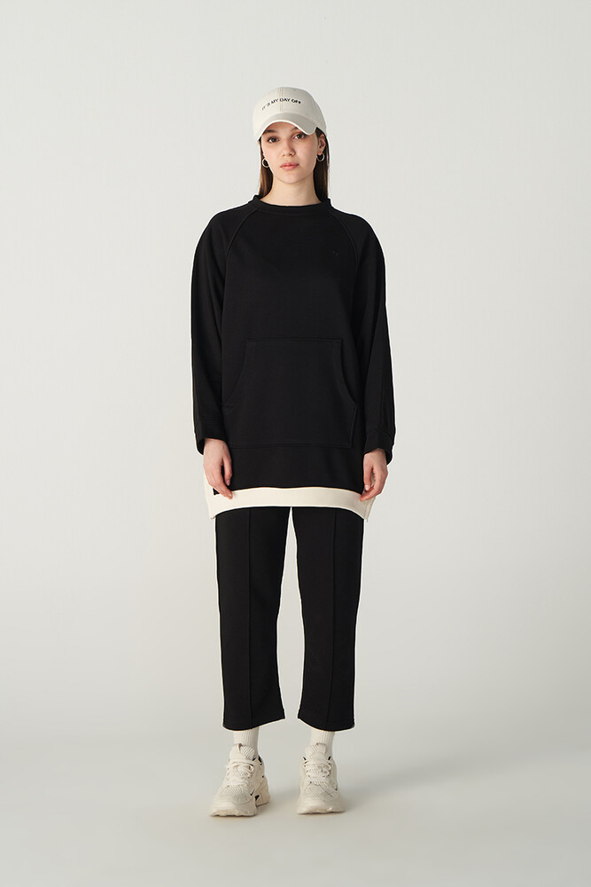 SİYAH FERMUAR DETAYLI SWEATSHIRT - Thumbnail