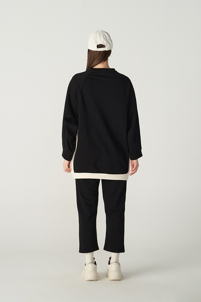 SİYAH FERMUAR DETAYLI SWEATSHIRT - Thumbnail
