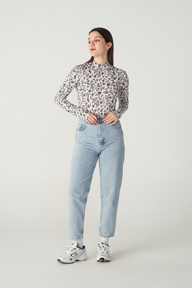 SİYAH FLORAL DESENLİ BODY - Thumbnail