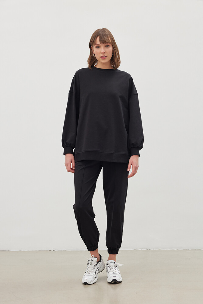 SİYAH İNCE SWEATSHIRT - Thumbnail