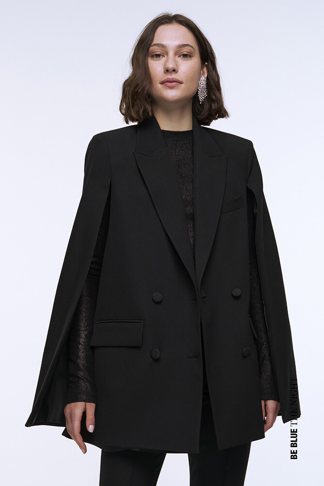 SİYAH PELERİN BLAZER CEKET - Thumbnail