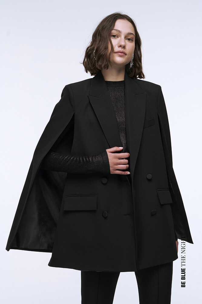 SİYAH PELERİN BLAZER CEKET - Thumbnail