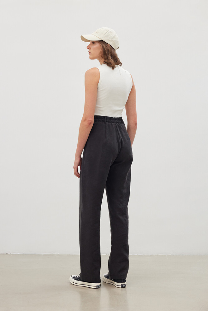 '90S SİYAH TENCEL PALAZZO PANTOLON - Thumbnail
