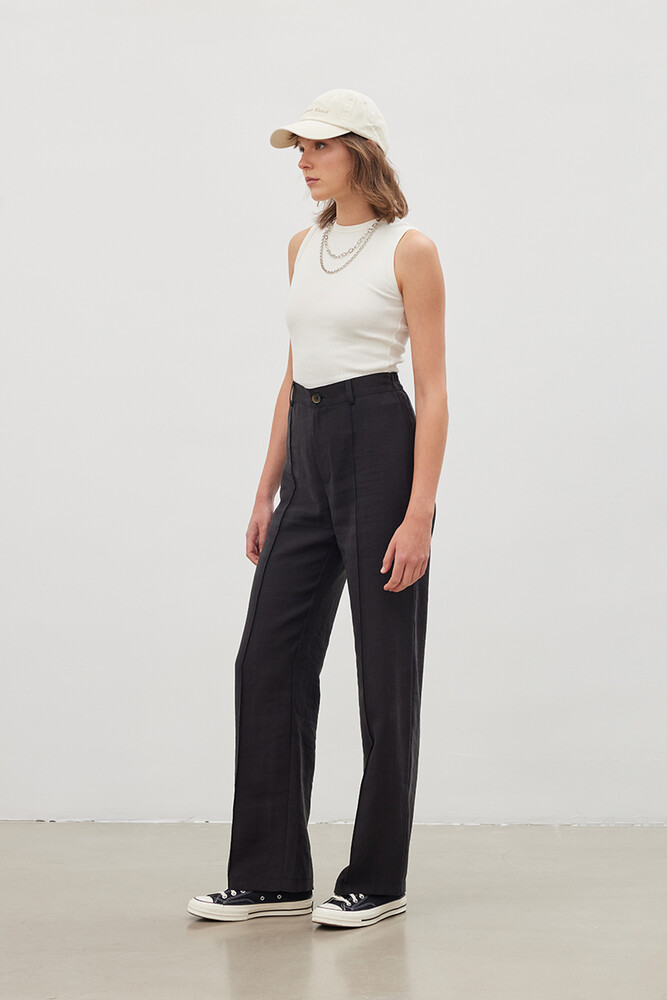'90S SİYAH TENCEL PALAZZO PANTOLON - Thumbnail