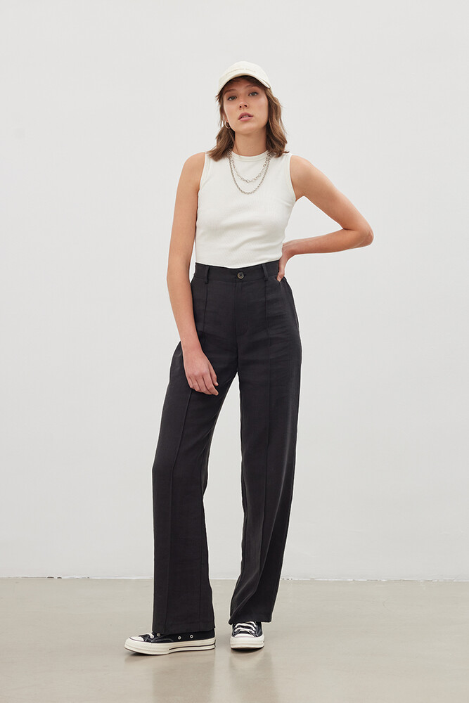 '90S SİYAH TENCEL PALAZZO PANTOLON - Thumbnail