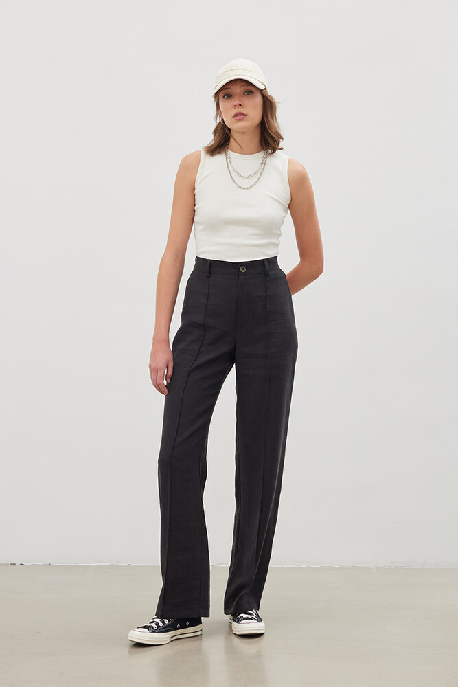 '90S SİYAH TENCEL PALAZZO PANTOLON - Thumbnail
