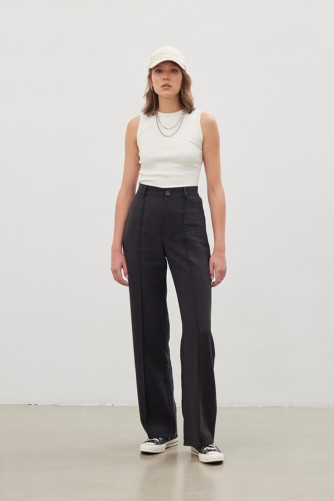 '90S SİYAH TENCEL PALAZZO PANTOLON - Thumbnail