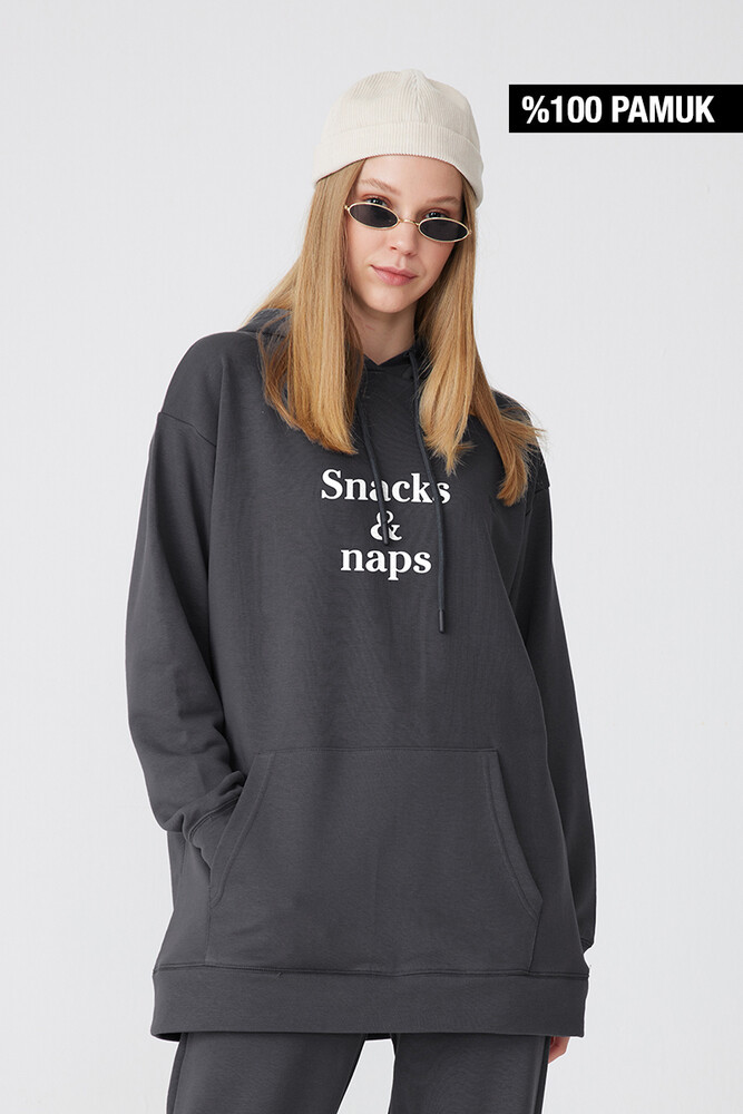 SNACKS AND NAPS KAPÜŞONLU SWEATSHIRT