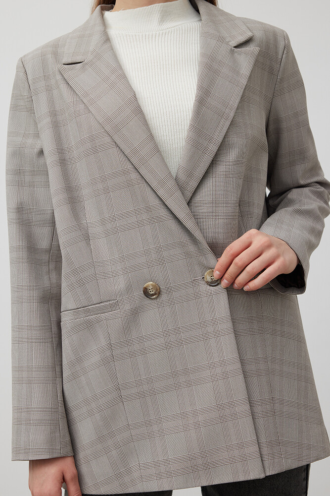TAŞ EKOSE BLAZER CEKET - Thumbnail