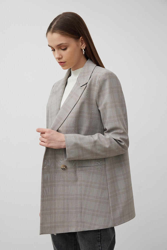 TAŞ EKOSE BLAZER CEKET - Thumbnail