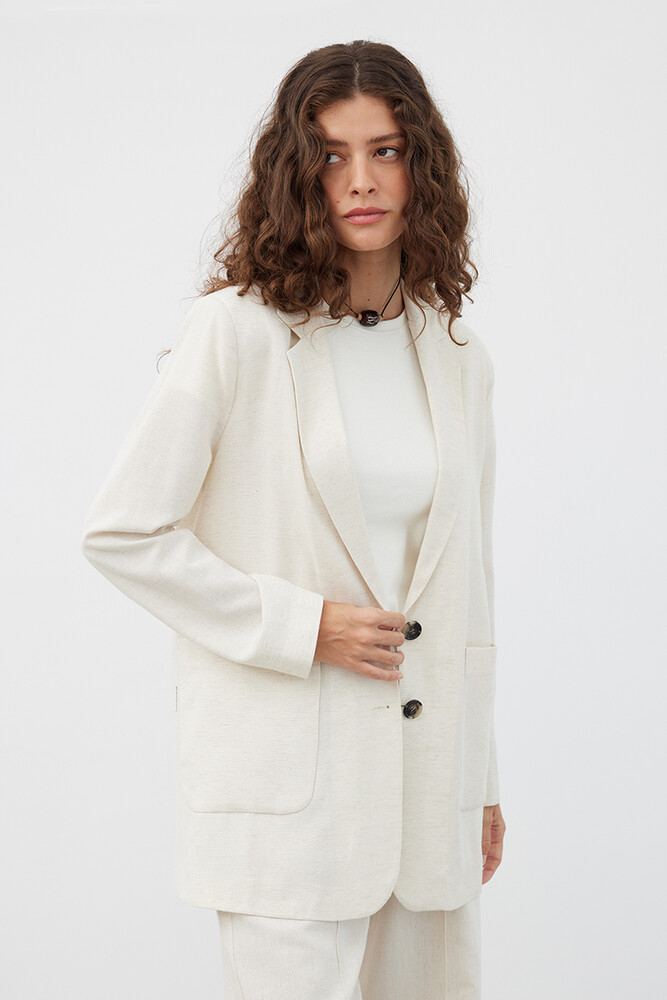 TAŞ KETEN BLAZER CEKET - Thumbnail