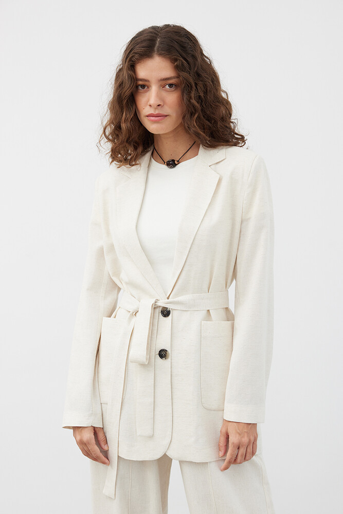 TAŞ KETEN BLAZER CEKET - Thumbnail
