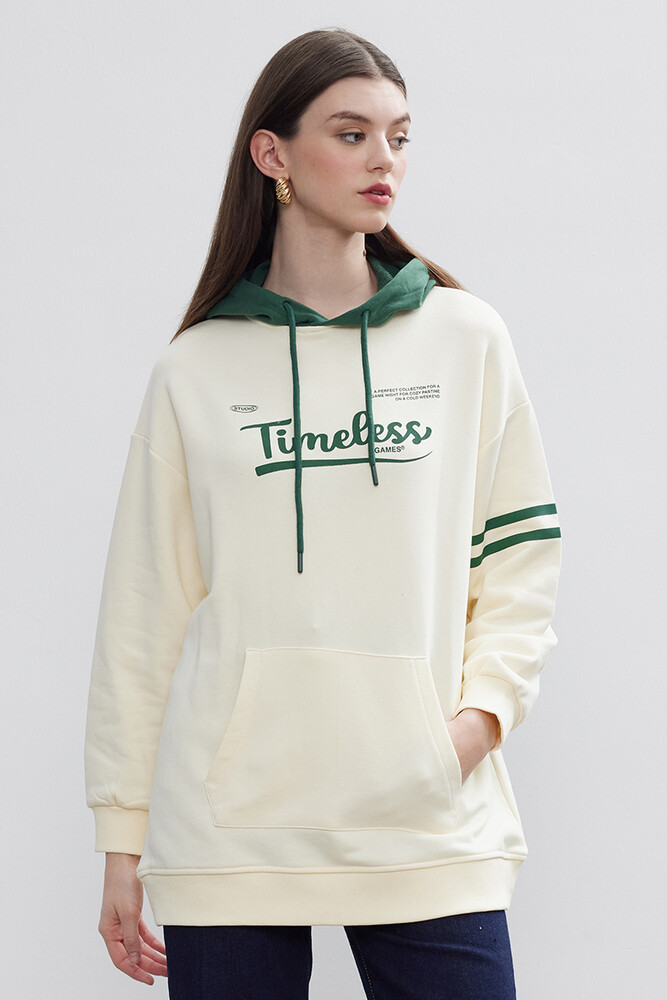 TIMELESS BASKILI KAPÜŞONLU SWEATSHIRT - Thumbnail