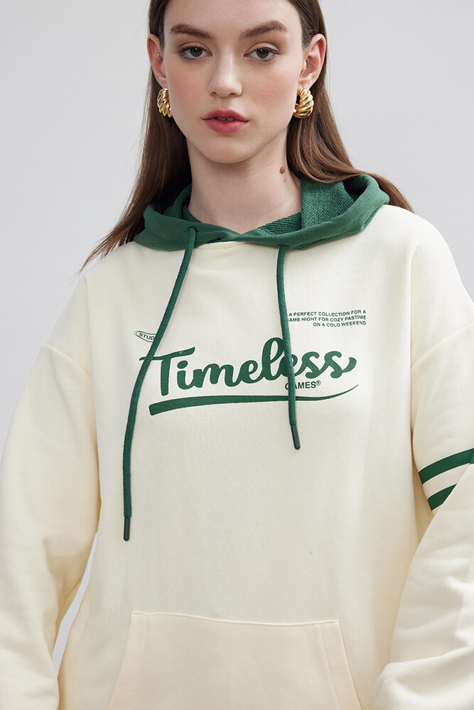 TIMELESS BASKILI KAPÜŞONLU SWEATSHIRT - Thumbnail